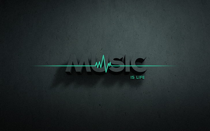 minimalism, Music is Life, music, typography, digital art, HD wallpaper