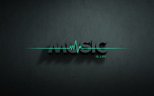 minimalismo, Music is Life, música, tipografía, arte digital, Fondo de pantalla HD HD wallpaper