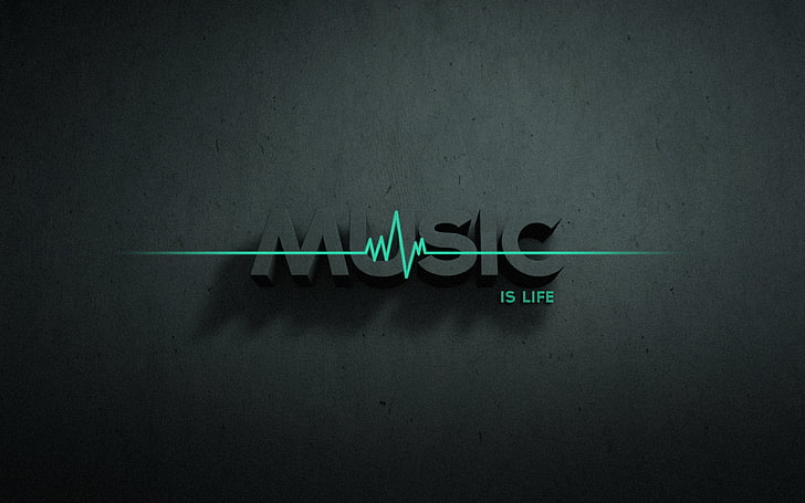 la musique est la vie illustration de texte, typographie, musique, Music is Life, minimalisme, art numérique, Fond d'écran HD