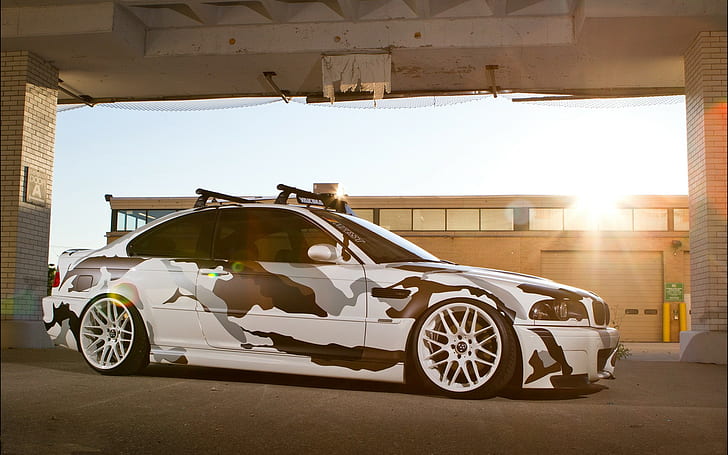 camouflage blanc, gris et marron coupé, voiture, BMW, Fond d'écran HD