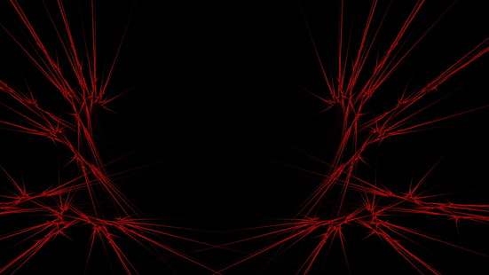 nero, arte astratta, compendio, rosso, oscurità, arte digitale, linea, modello, simmetria, grafica, punto, Sfondo HD HD wallpaper