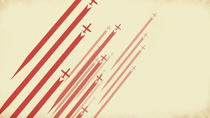 wallpaper pesawat terbang, seni digital, minimalis, garis, garis-garis, merah, pesawat terbang, pesawat terbang, latar belakang sederhana, Wallpaper HD