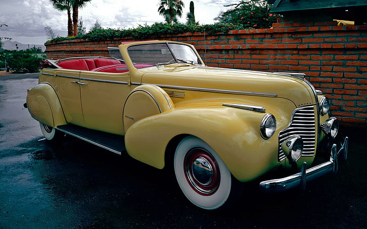1940 Buick Limited, желтое классическое трансформируемое купе, автомобили, 1920x1200, Buick, Buick Limited, HD обои