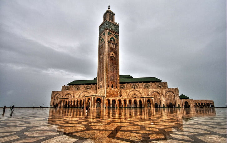 Masjid, Masjid Hassan II, Maghrib, Maroko, Wallpaper HD