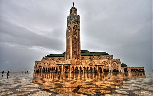 Masjid, Masjid Hassan II, Maghrib, Maroko, Wallpaper HD HD wallpaper