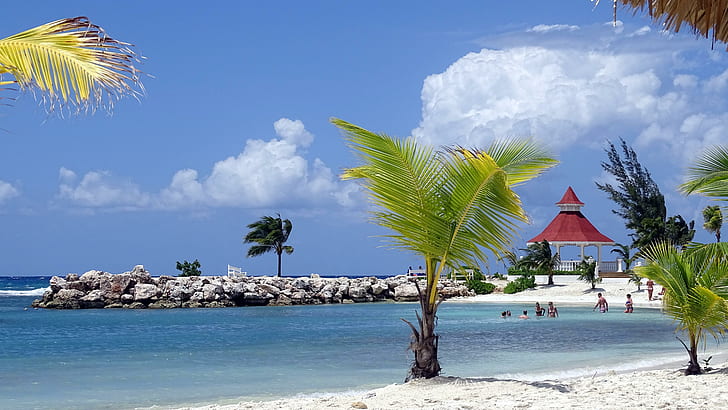 Karibia, pulau, resor, liburan, teluk pelarian, jamaica, Wallpaper HD
