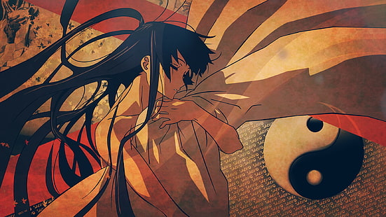 Busujima Saeko, Yin i Yang, anime, Highschool of the Dead, Tapety HD HD wallpaper
