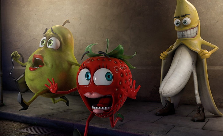 Banana Stalker, Sausage Party pear, strawberry, and banana 3D animated  illustration, HD wallpaper | Wallpaperbetter