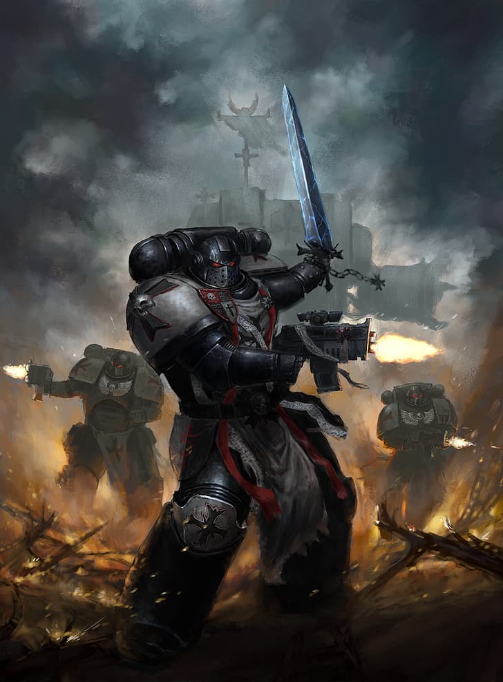 Warhammer 40.000, Space Marine, Schwarze Templer, HD-Hintergrundbild, Handy-Hintergrundbild