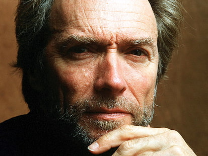 twarz mężczyzny, Clint Eastwood, aktor, osoba, siwowłosy, mężczyzna, wąsy, broda, Tapety HD HD wallpaper