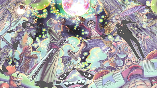One Piece digital wallpaper, One Piece, Sanji, Roronoa Zoro, Monkey D. Luffy, Nami, HD wallpaper HD wallpaper