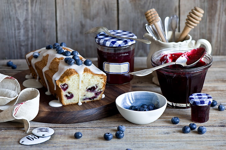 bread with blueberries, blueberries, HD wallpaper