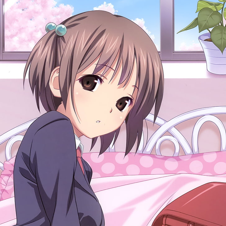 anime girls, bed, HD wallpaper