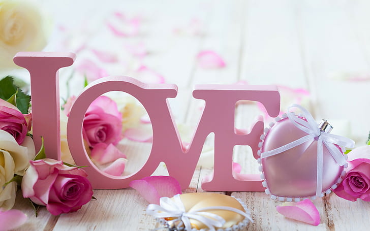 Amor rosas, amor decoração, rosas, dia dos namorados, flores, amor, HD papel de parede