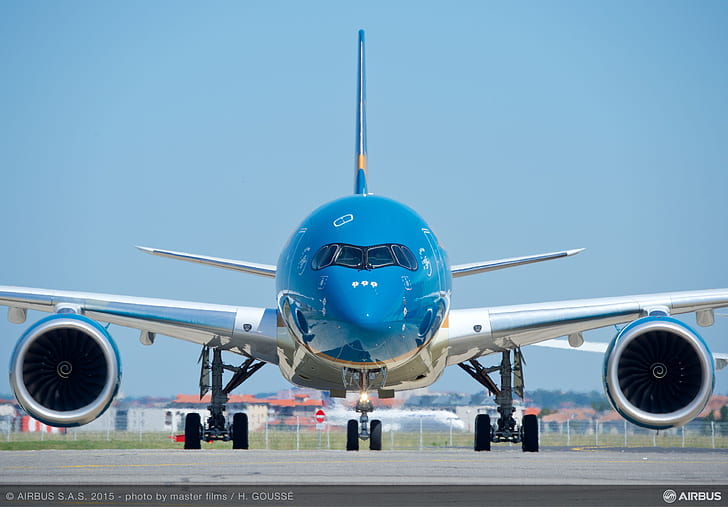 Engine, Airbus, WFP, Airbus A350-900, Chassis, Taxiing, A passenger plane, Airbus A350 XWB, Vietnam Airlines, HD wallpaper