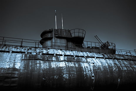 szara łódź podwodna, okręty wojenne, niemiecka marynarka wojenna, niemiecki okręt podwodny typu IXC, okręt podwodny, Tapety HD HD wallpaper