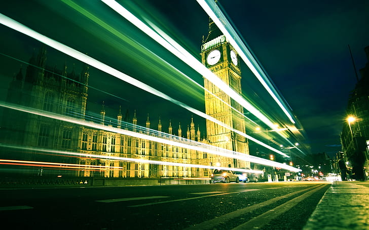 ساعة بيغ بن في لندن بالليل ، لندن ، بيج ، ليلاً، خلفية HD