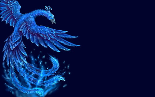 Fantasy djur, Phoenix, konstnärlig, fågel, blå, HD tapet HD wallpaper