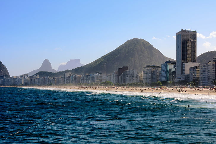 المدن ، ريو دي جانيرو ، الشاطئ ، البرازيل ، كوباكابانا ، الجبل ، البحر، خلفية HD