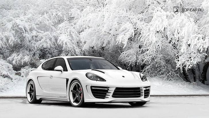 white sport car, car, Porsche, Porsche Panamera, white cars, HD wallpaper