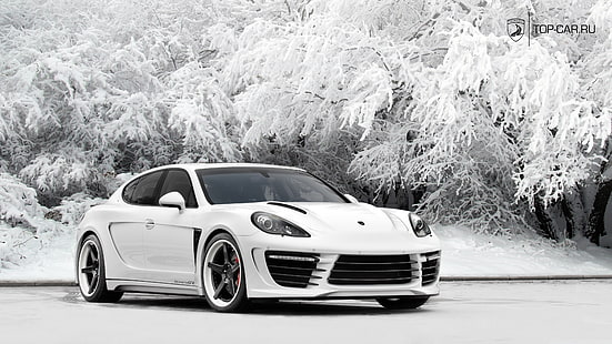 бял спортен автомобил, автомобил, Porsche, Porsche Panamera, бели коли, HD тапет HD wallpaper