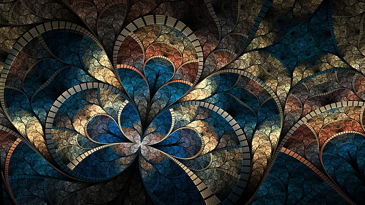multicolored wall art, abstract, fractal, HD wallpaper
