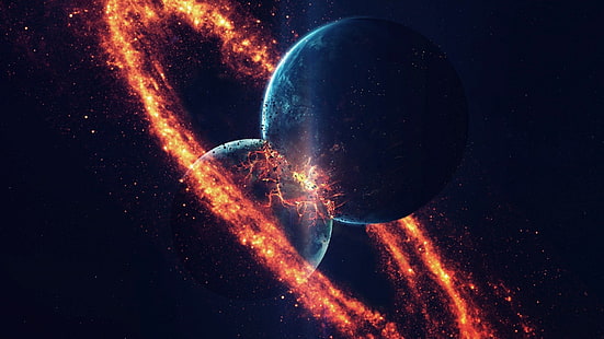 Science-Fiction, Kollision, Planet, Weltraum, HD-Hintergrundbild HD wallpaper