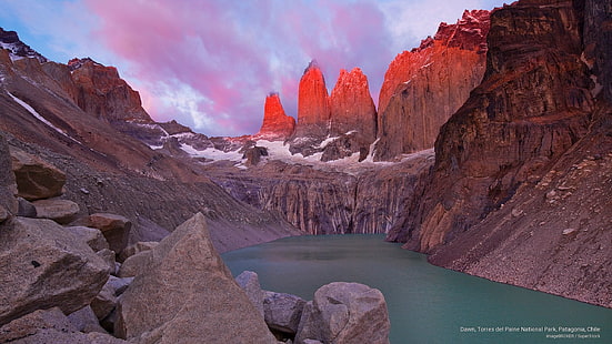 L'aube, le parc national Torres del Paine, Patagonie, Chili, les parcs nationaux, Fond d'écran HD HD wallpaper