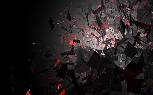 Formes noires et rouges, formes, carré, couleurs, rouge, noir, blanc, Fond d'écran HD HD wallpaper