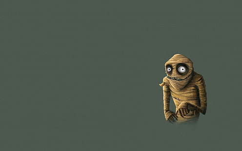gray alien illustration, minimalism, humor, simple background, mummy, HD wallpaper HD wallpaper