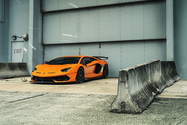 Lamborghini, Orange, Aventador, Superveloce, LP750-4, Fond d'écran HD