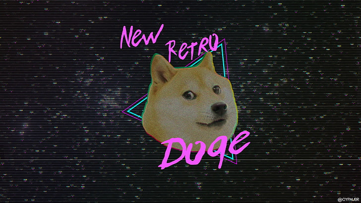 Shiba Inu marrón adulto con superposición de texto, dux, estilo Retro, New Retro Wave, animales, perro, Shiba Inu, VHS, Fondo de pantalla HD