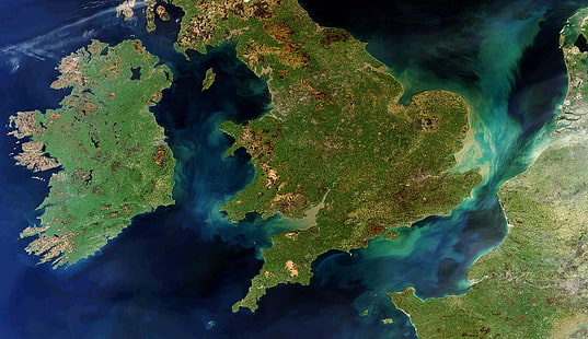الخريطة ، إنجلترا ، أيرلندا ، ويلز ، صور الأقمار الصناعية، خلفية HD HD wallpaper