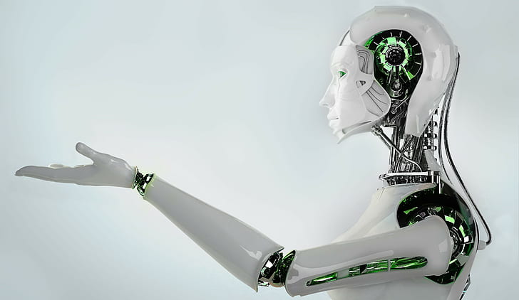 простой фон робот цифровое искусство технология искусственного интеллекта привет технология, HD обои