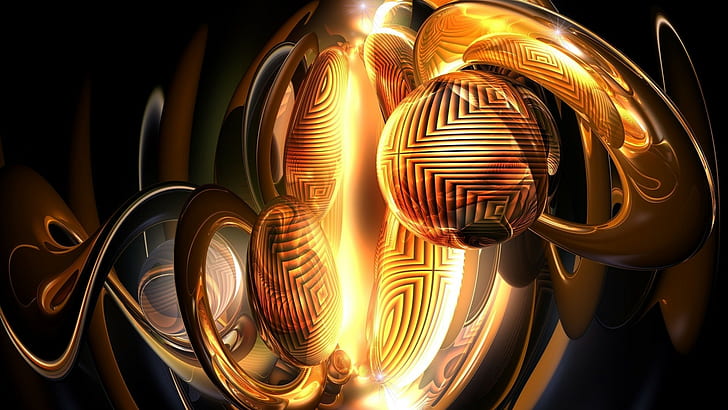 digital art, abstract, 3D, render, sphere, square, reflection, HD wallpaper
