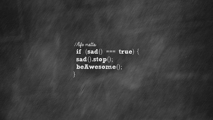 Schwarzer Hintergrund mit Textüberlagerung, Code, Programmierung, Traurigkeit, Glück, fantastisches Gesicht, HD-Hintergrundbild