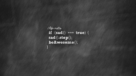 Schwarzer Hintergrund mit Textüberlagerung, Code, Programmierung, Traurigkeit, Glück, fantastisches Gesicht, HD-Hintergrundbild HD wallpaper