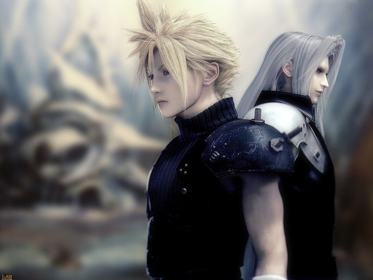 ภาพประกอบตัวละคร Final Fantasy สองตัว, Final Fantasy, Final Fantasy VII, Sephiroth (Final Fantasy), วอลล์เปเปอร์ HD