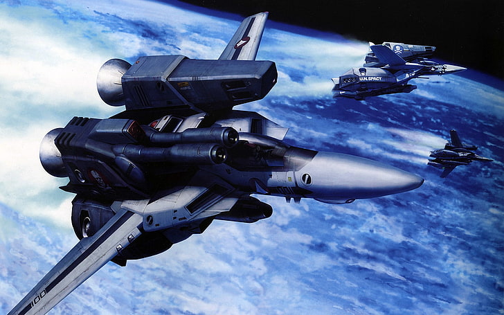 gray fighter plane, Anime, Macross, Robotech, HD wallpaper