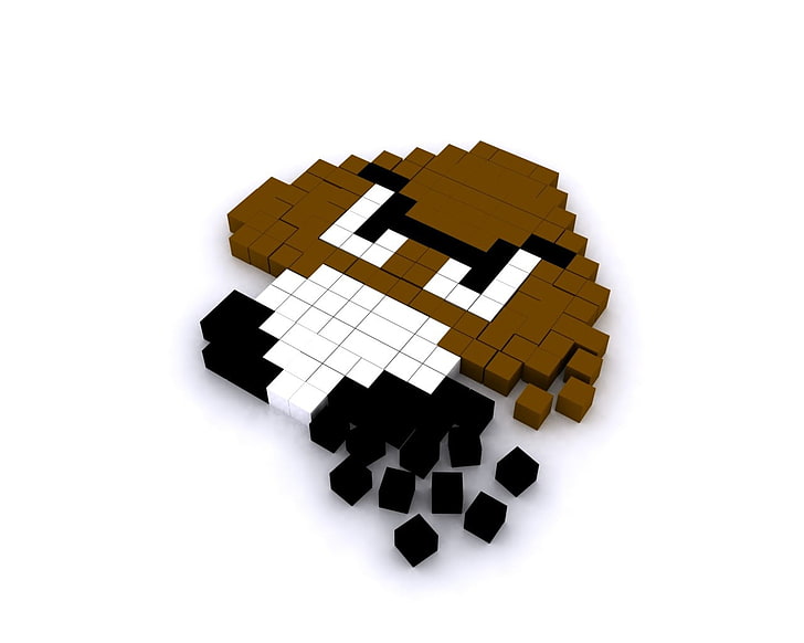 brown, white, and black Minecraft Super Mario brown and white Mushroom, video games, Super Mario, HD wallpaper