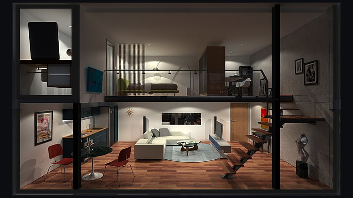 lägenhet, arkitektur, lägenhet, design, möbler, hus, interiör, rum, HD tapet