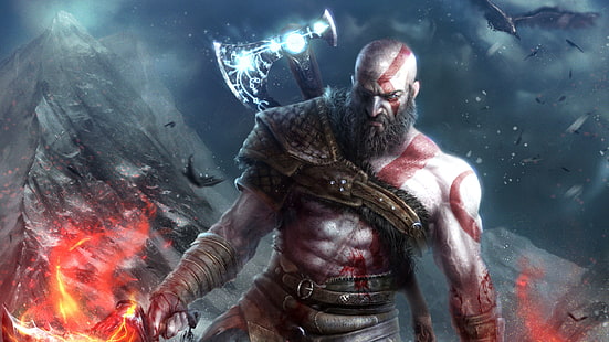 kratos, deus da guerra 4, deus da guerra, jogos, hd, obra de arte, artista, arte digital, artstation, HD papel de parede HD wallpaper