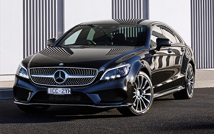 black Mercedes-Benz sedan, Mercedes-Benz, Mercedes, AMG, C218, AU-spec, Benz, 2015, CLS 500, Sport Package, HD wallpaper