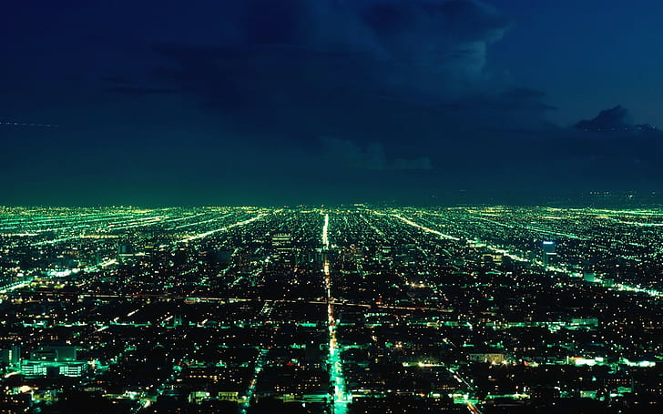 landscape, cityscape, city, night, city lights, HD wallpaper