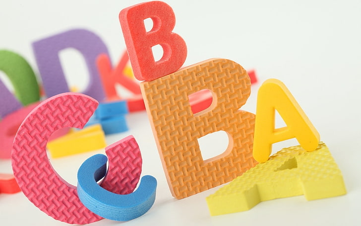 assorted rubber text figurines, letter, variety, toys, cognition, children, colorful, HD wallpaper