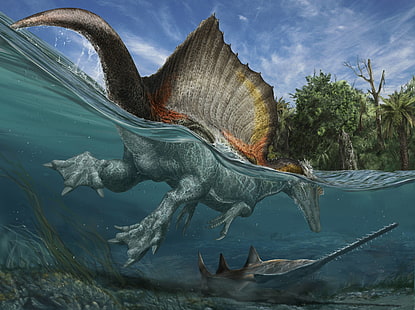 water, fish, dinosaur, prehistoric animals, HD wallpaper HD wallpaper
