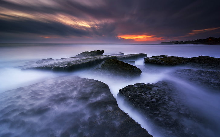 암석, 발리, 인도네시아, 바바 단 해변, 칸구, HD 배경 화면