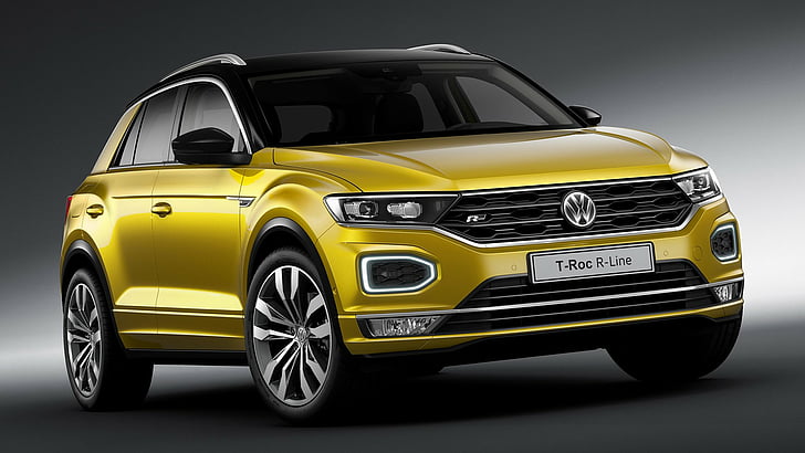 Volkswagen, Volkswagen T-Roc, รถยนต์, SUV, รถสีเหลือง, วอลล์เปเปอร์ HD