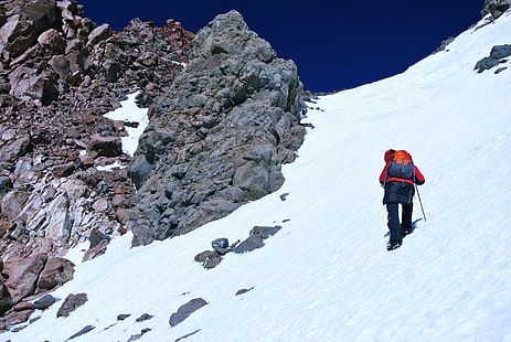 Sport, alpinizm, człowiek, góry, przyroda, skała, śnieg, kamień, zima, Tapety HD HD wallpaper
