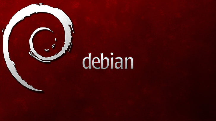 червен фон с наслояване на текст на debian, Linux, Debian, HD тапет